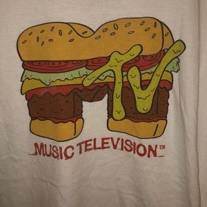 Vintage 90s MTV fat Burger tee  logo band VSCO